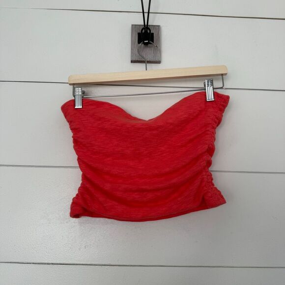 Free People Women’s Large Coral Ruched Strapless Top - Picture 4 of 5